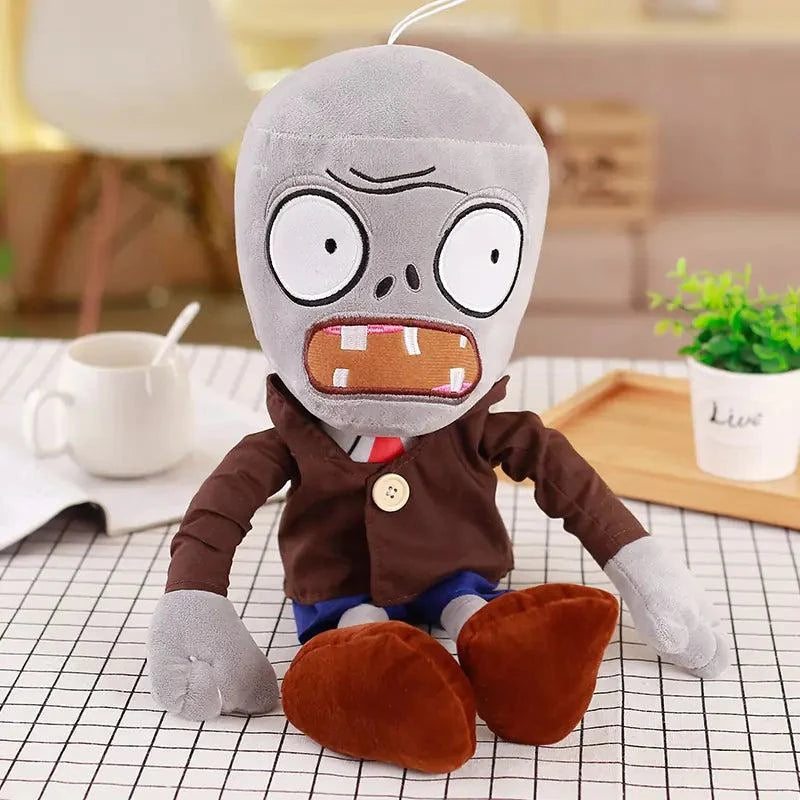 Plants vs. Zombies plush zombie toy on table display.