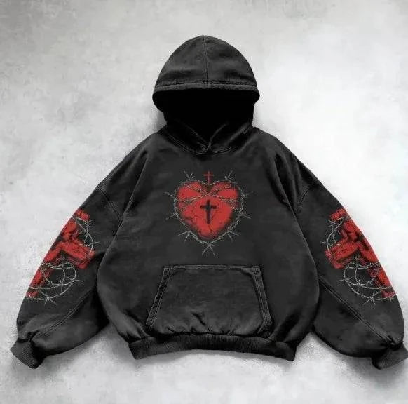 Vintage Skull Print Hoodie