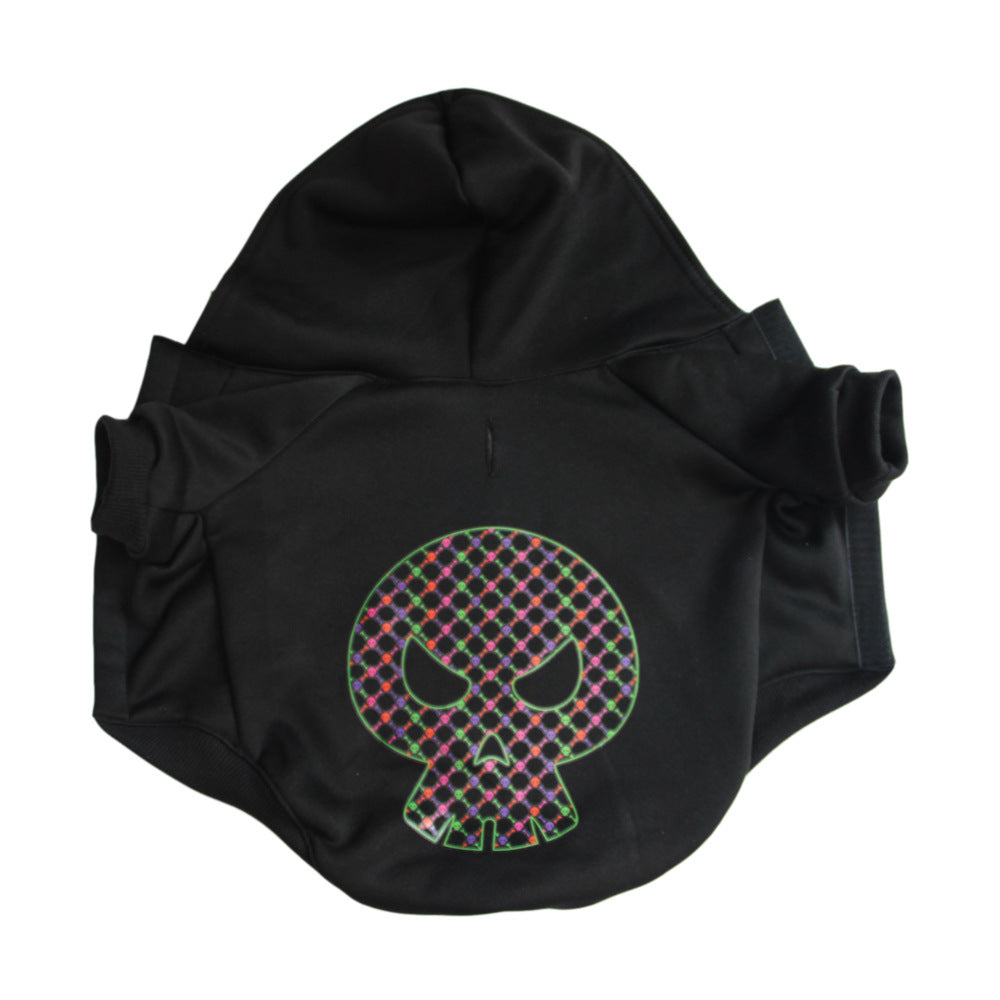 Gothic Skull Dog Jacket with Skull Printed Cotton for Halloween.
