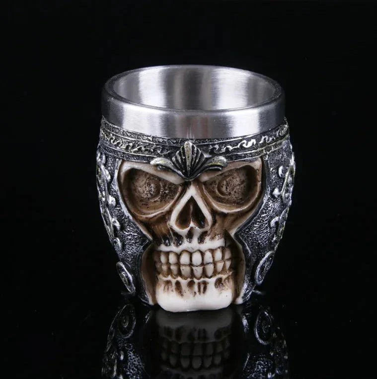 3D Skull Wine Glass with intricate design and resin material.