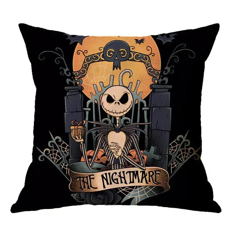 Linen Skull Halloween Pillow Cover with unique skull design, perfect for spooky seasonal decor.