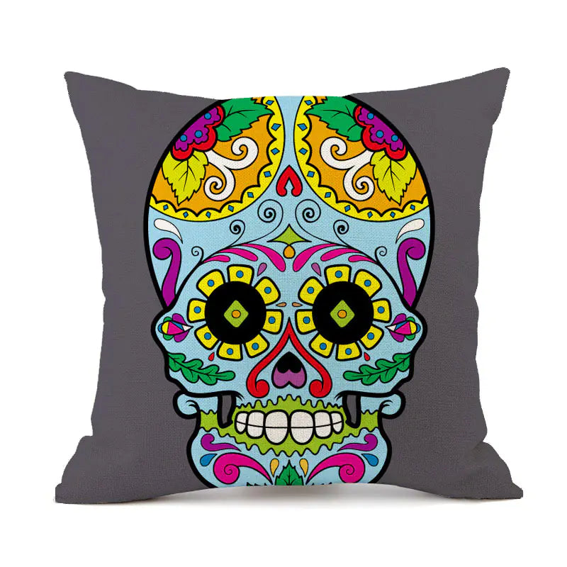 Custom Skull Linen Cushion Cover