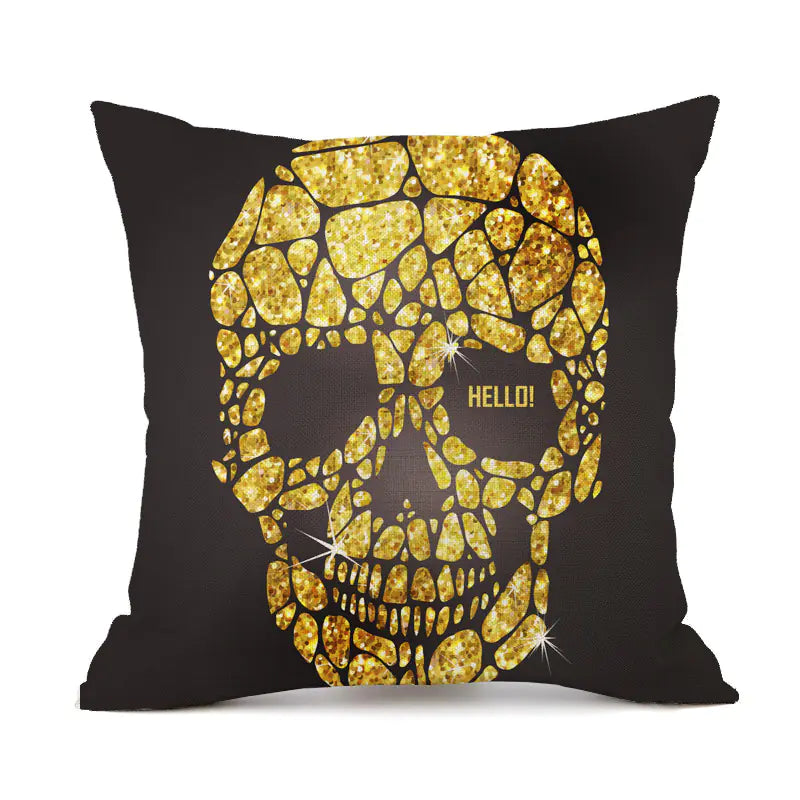 Custom Skull Linen Cushion Cover