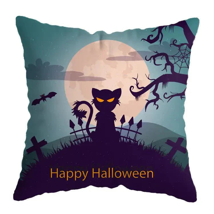 Linen Skull Halloween Pillow Cover featuring unique skull design, perfect for spooky decor.