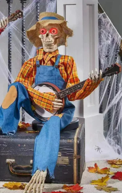 Spooky Banjo Skeleton Decor