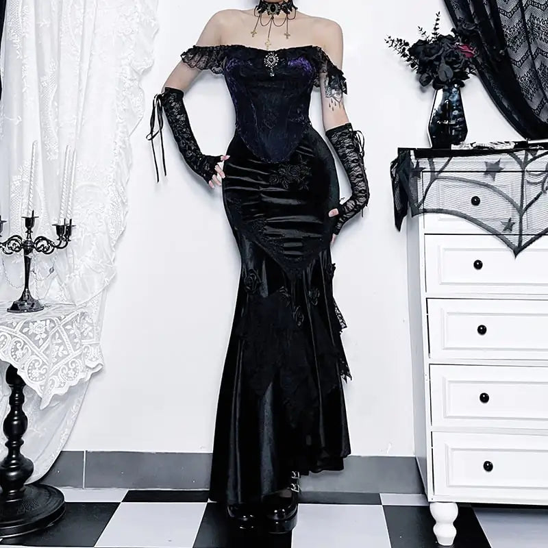 Chic Black Fishtail Evening Dress