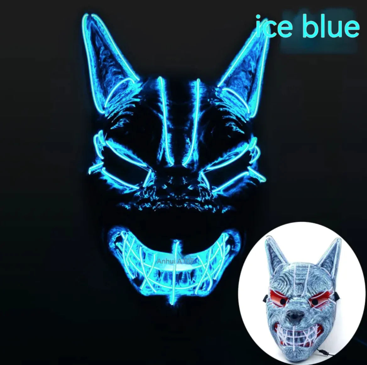 LED Glow Halloween Full-Face Mask