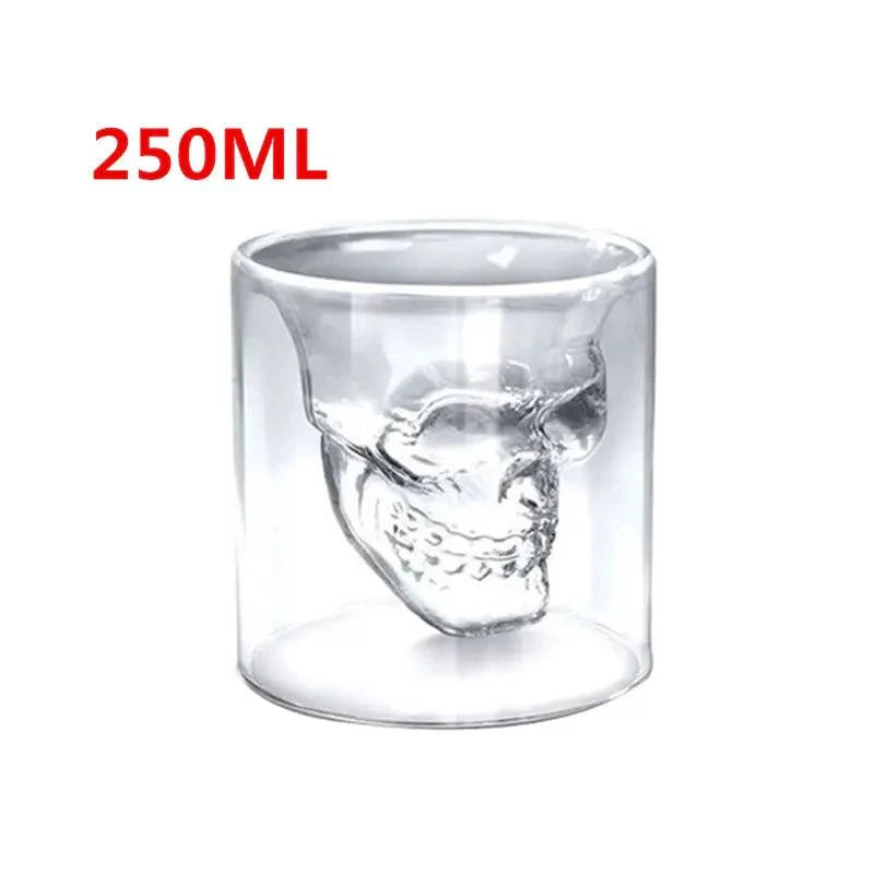 Skull Head Crystal Wine Glass, 250ml, high temperature resistant, modern design.