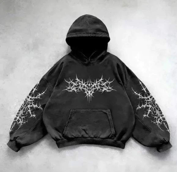 Vintage Skull Print Hoodie