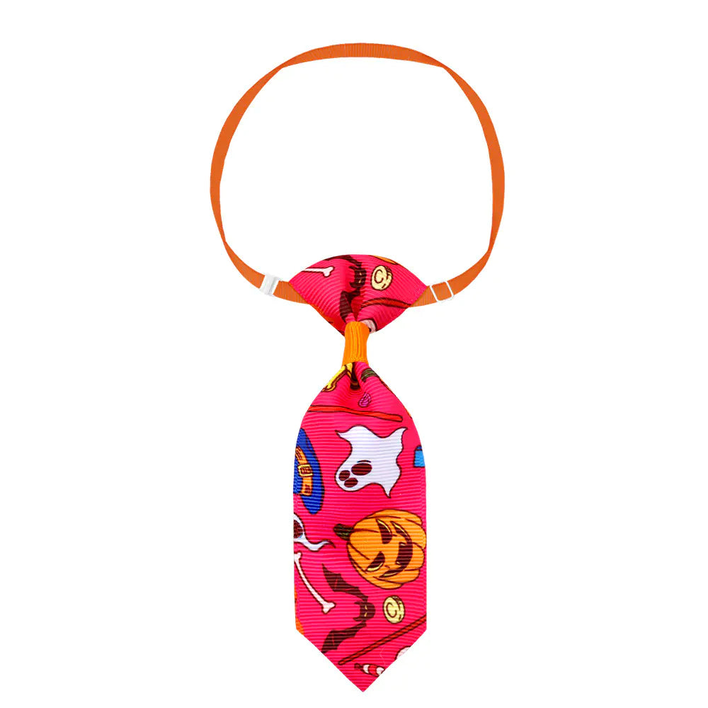 Halloween pet necktie with spooky skull motifs from Wonderland Pet Spooky Necktie Series.