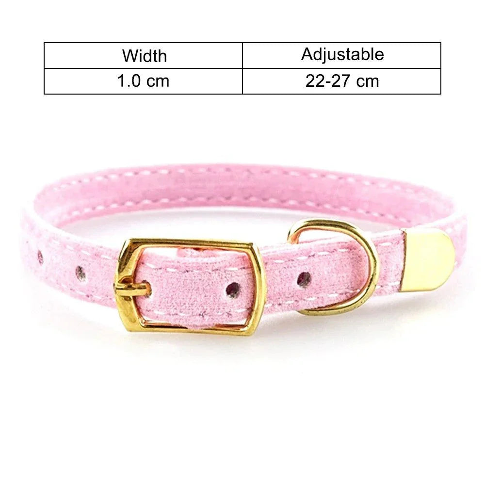 Pink adjustable cat collar with breakaway buckle, 1.0 cm width, 22-27 cm length, stylish and safe for cats.