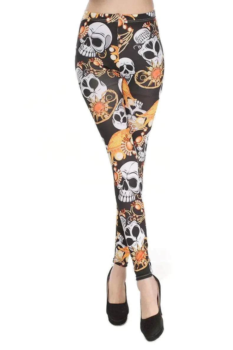 Printed Skull Milk Silk Leggings