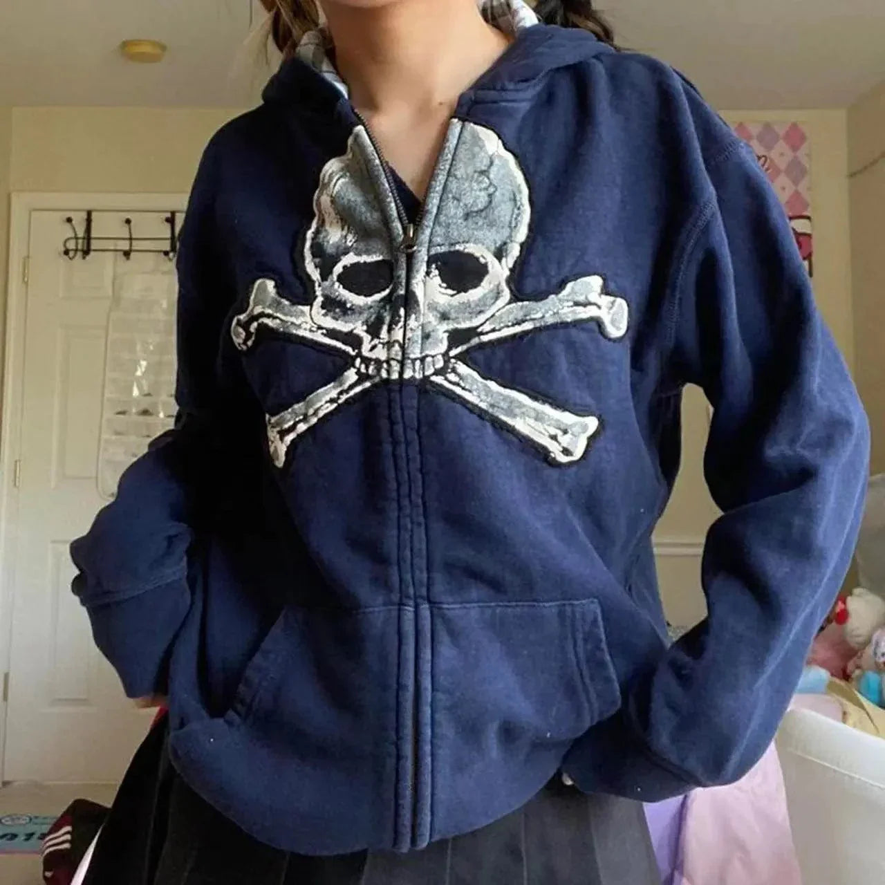womens-skull-print-fleece-zip-jacket