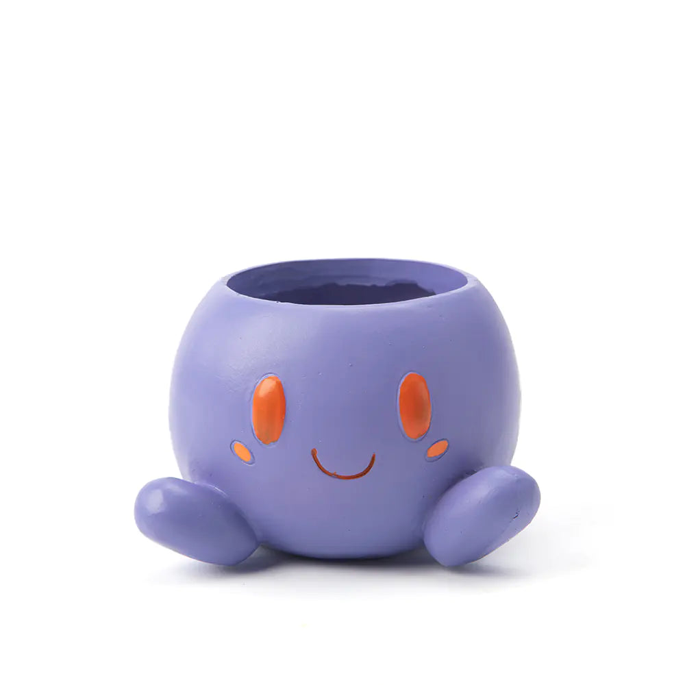 Zi-purple Oddish planter for succulent plants, 4 inches tall.
