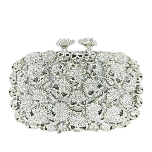 Glam Skull Diamond Clutch