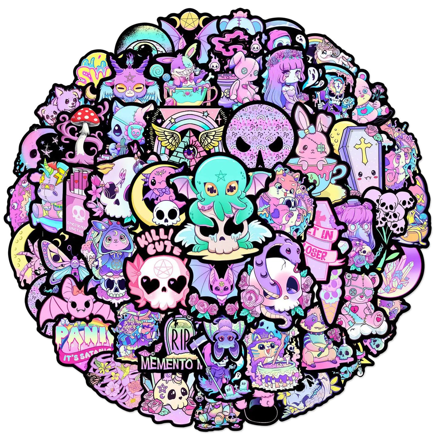 50PCS Charming Goth Decals - Waterproof Vinyl Stickers for Laptops, Bottles, Notebooks, and More