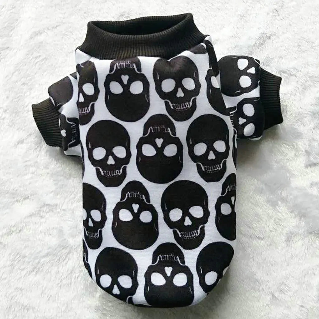 Black skull ghost head pet shirt for Halloween, Spooky Season Pet Shirts.