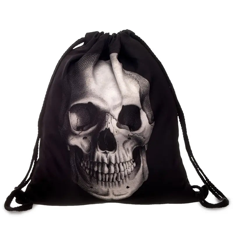 Skull Print Drawstring Sport Backpack