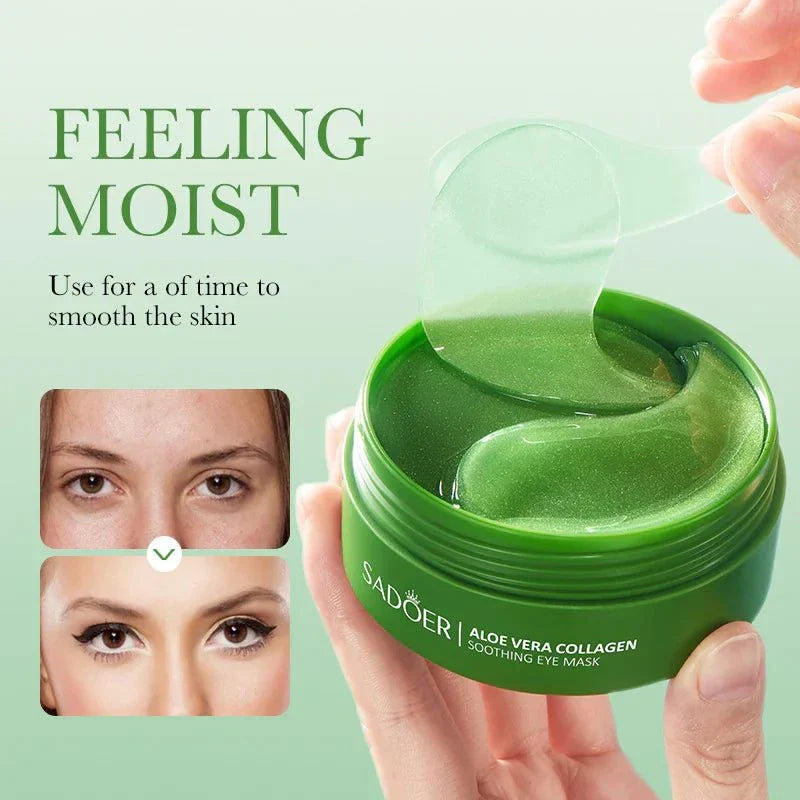 Aloe Vera Collagen Eye Mask for hydration, anti-aging, and reducing puffiness.