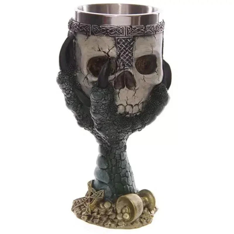 Skull Goblet in vibrant green resin with artistic flair and unique skull design.