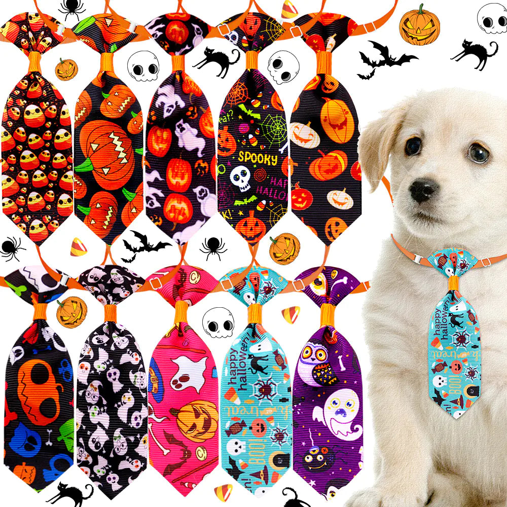 Wonderland Pet Spooky Necktie Series with Halloween skull motifs for cats and small dogs.