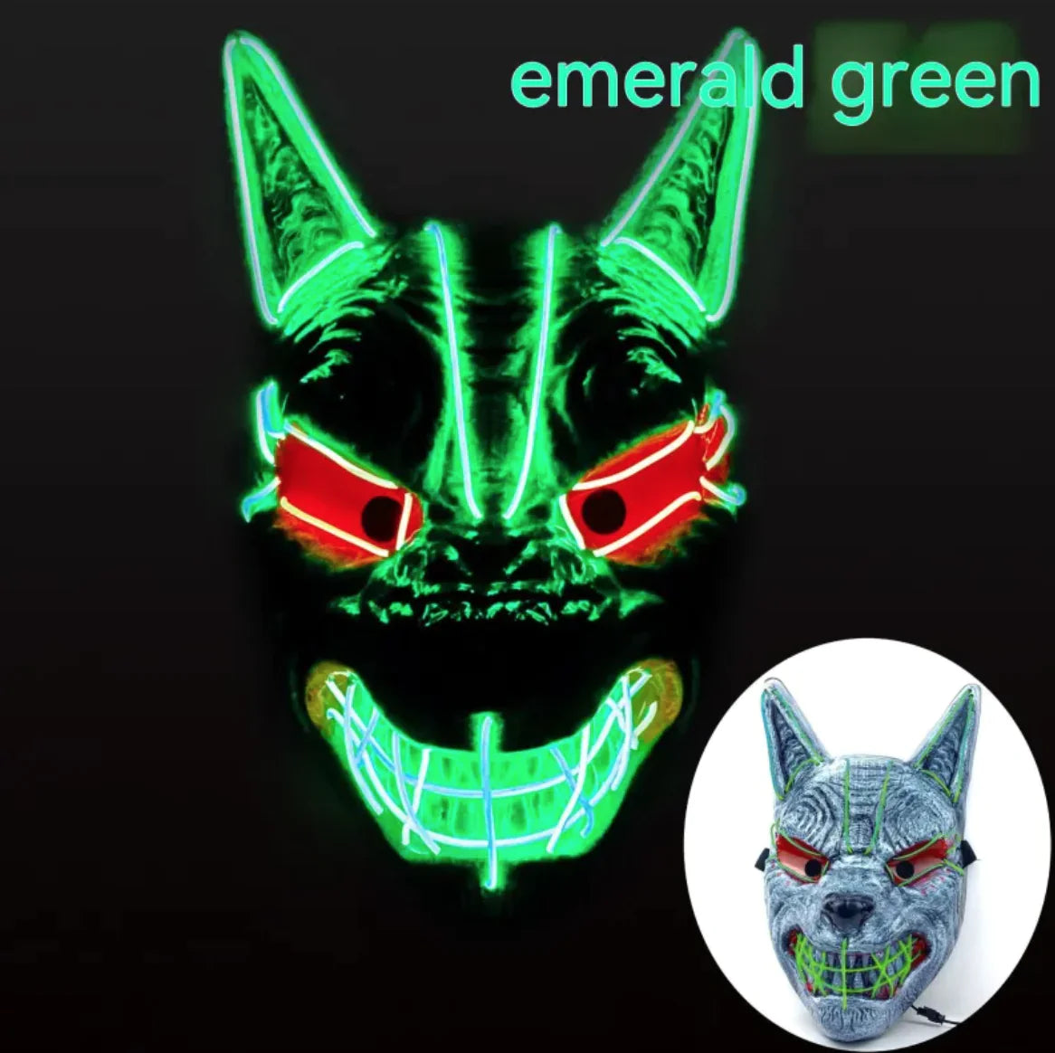 LED Glow Halloween Full-Face Mask