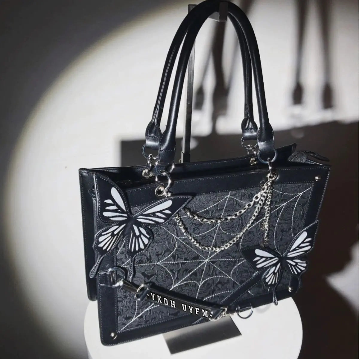 Gothic Butterfly Maze Tote - Edgy Black Style