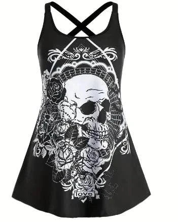 ladies-halloween-skull-vest-dress