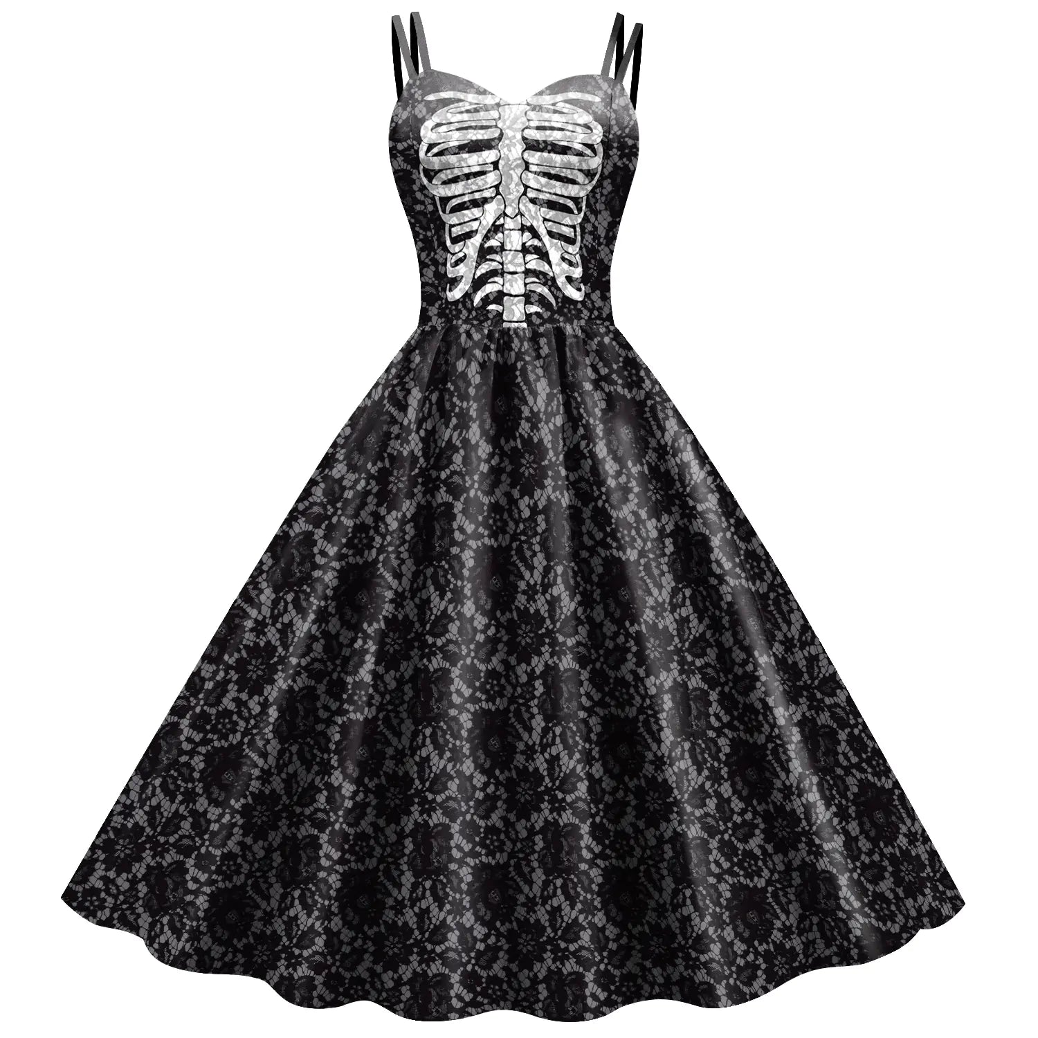 ladies-3d-skull-print-sling-dress