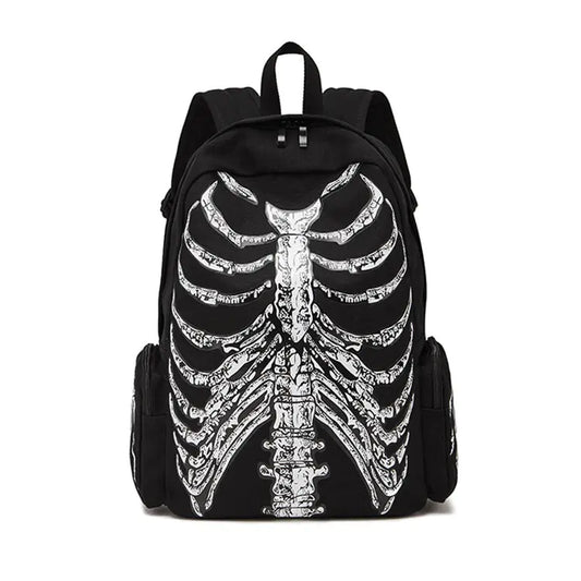 Skull Motif Fashion Canvas Backpack