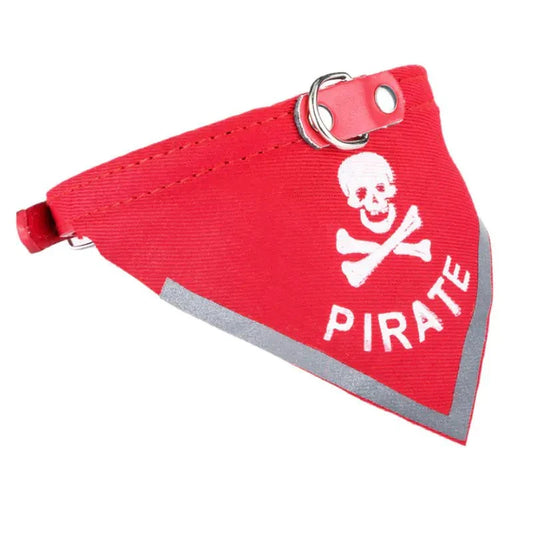 Red Skull Pet Triangle Scarf with pirate design, stylish pet accessory.