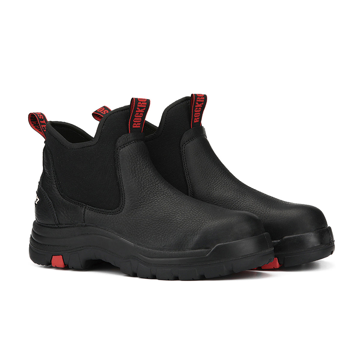 ROCKROOSTER Bakken 6 inch black leather waterproof work boots, soft toe, slip-resistant.