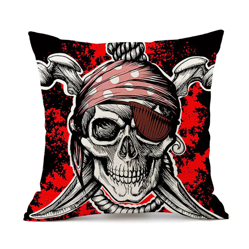 Custom Skull Linen Cushion Cover