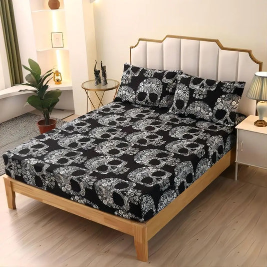 Gothic Queen Skull Fitted Sheet Set with Pillowcases