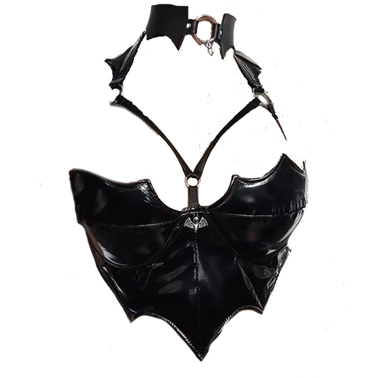 womens-punk-leather-halter-top