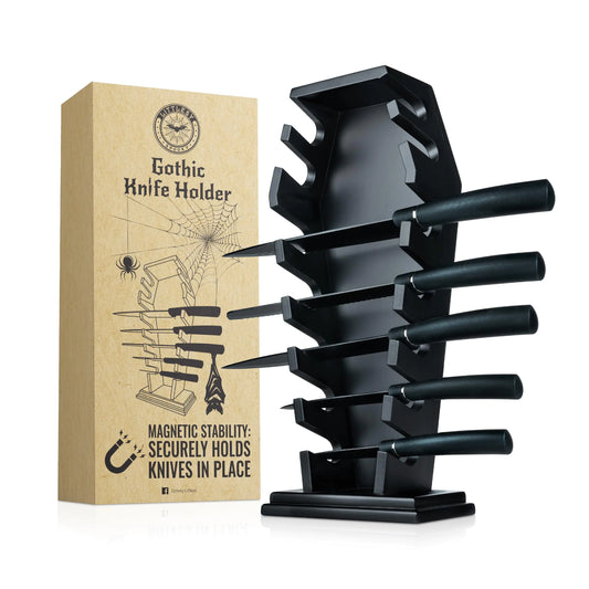 Gothic Coffin Knife Block - 14 Magnet Storage