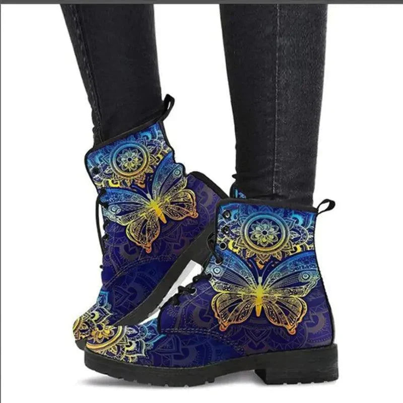 High-Top Skull Design Martin Boots