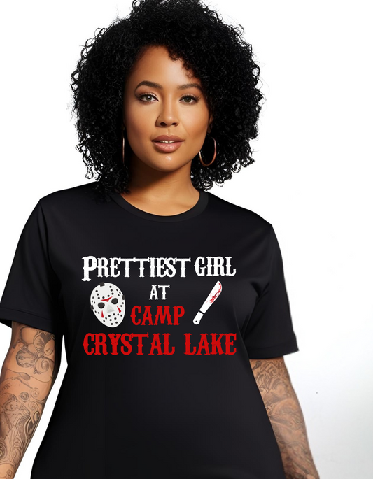 Prettiest girl at CAMP CRYSTAL LAKE Jason Horror Movie Graphic Cotton T-Shirt