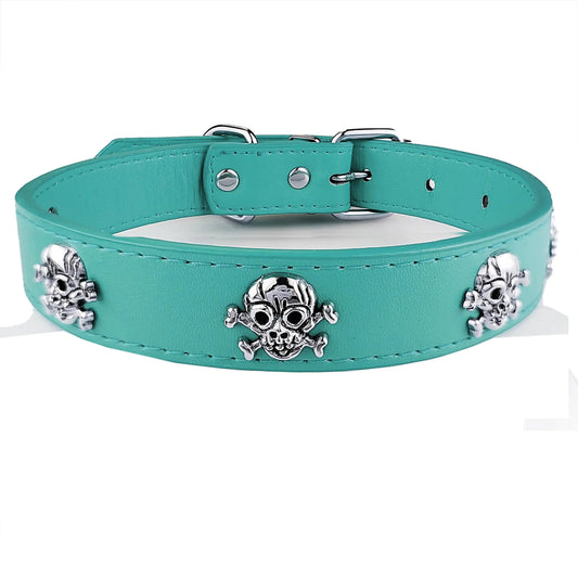 Skull Motif Blue Pet Collar Large