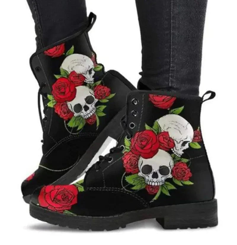 High-Top Skull Design Martin Boots