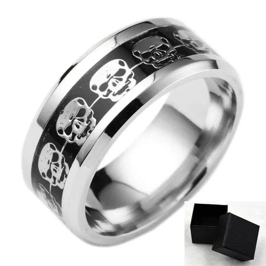 Skull Ring Jewelry Collection - Alloy skull ring with geometric design and electroplating shine.