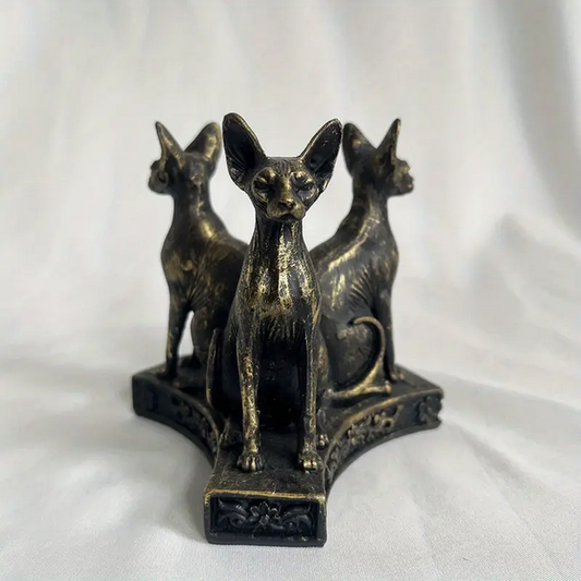 Triple Sphinx Cats Crystal Sphere Stand Holder