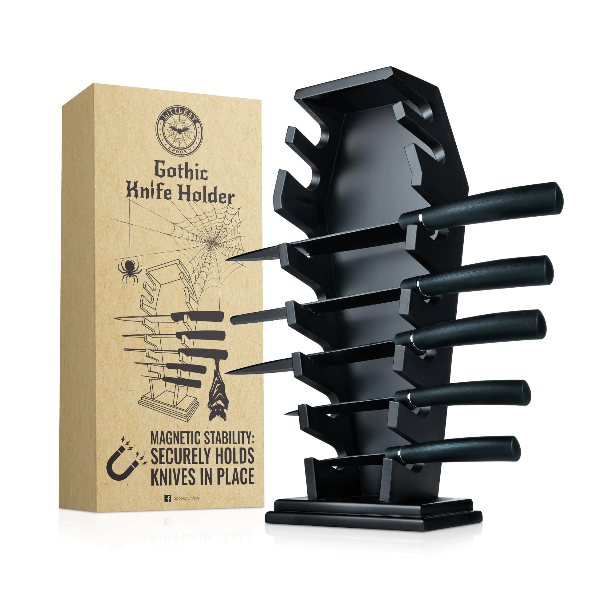 Gothic Coffin Knife Block - 14 Magnet Storage