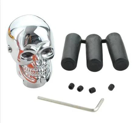 Chrome plated LED skull shift knob with hose adapters and installation tool