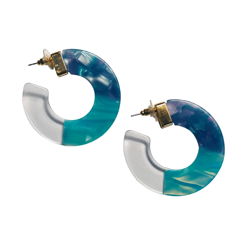 Eva Blue Denim Hoop Earrings