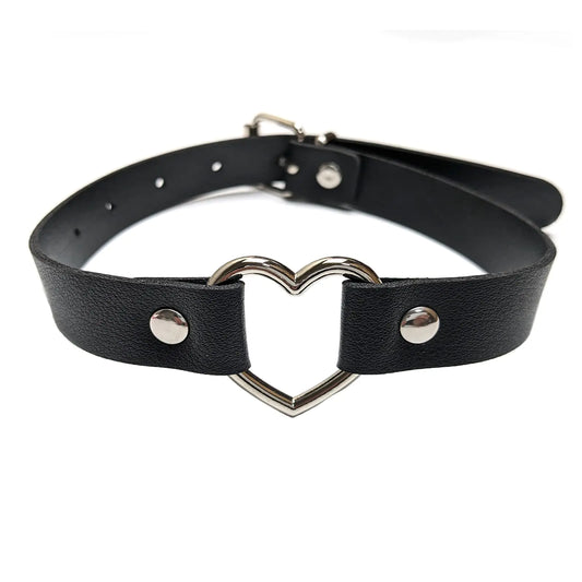 Punk Heart PU Leather Choker - Goth Style Necklace
