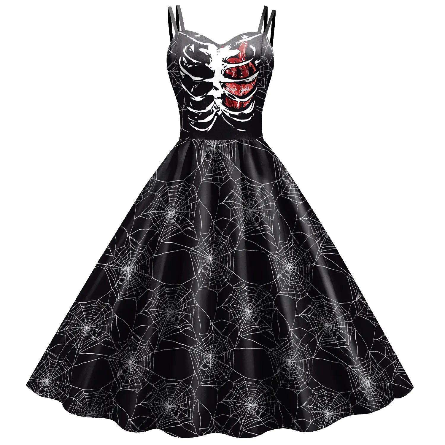 ladies-3d-skull-print-sling-dress