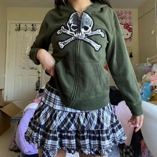 womens-skull-print-fleece-zip-jacket