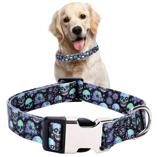 Luminous Skull Adjustable Dog Collar