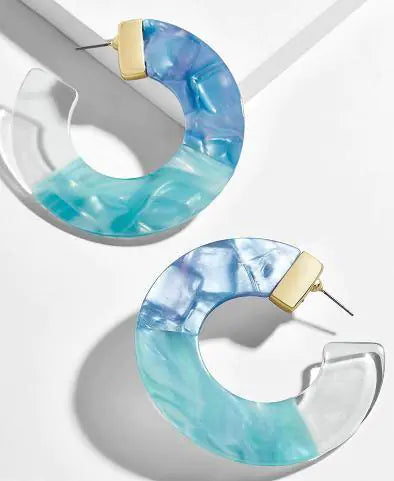 Eva Blue Denim Hoop Earrings